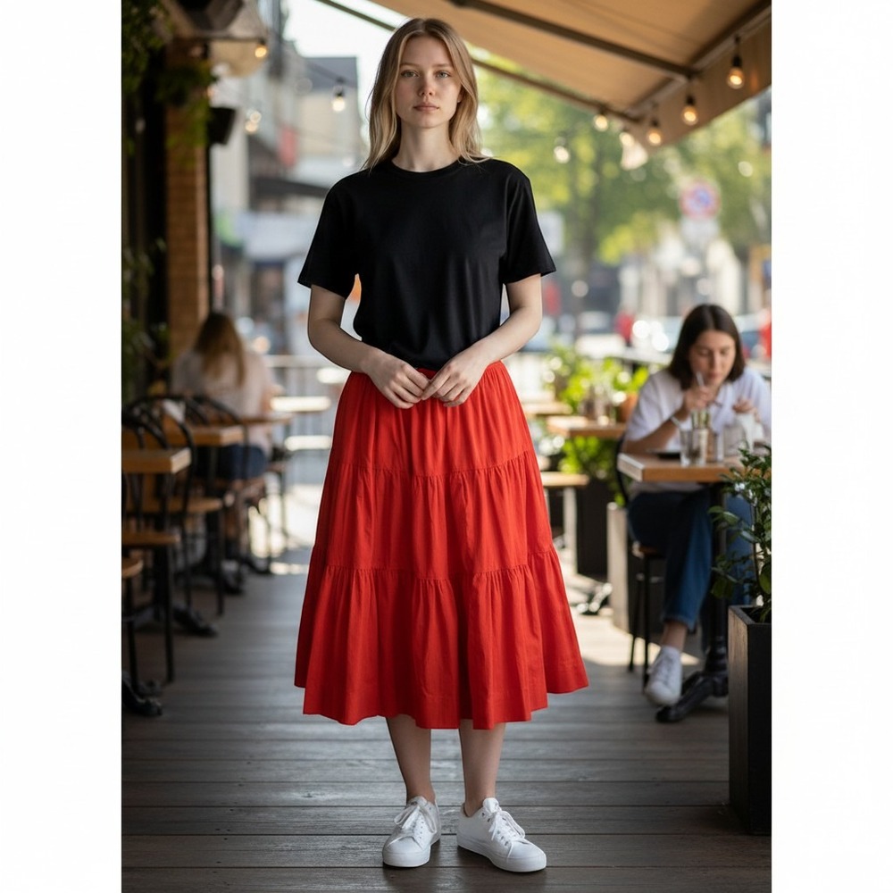 Vintage Rockmount Ranch Wear Red Western Cotton Circle Skirt S/M Waist 28
